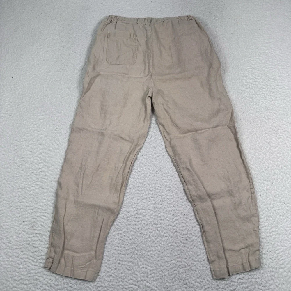 Quince 100% European Linen Pants Driftwood Beige Sz XS Elastic Waist 25